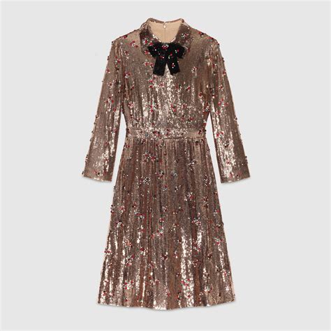 gucci pink green sequin flower drss|gucci ladies dresses.